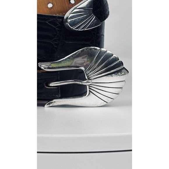 CR Navajo American Sterling Silver Ranger Belt Buckle Gilbert Ortega Galleries - Picture 2 of 13